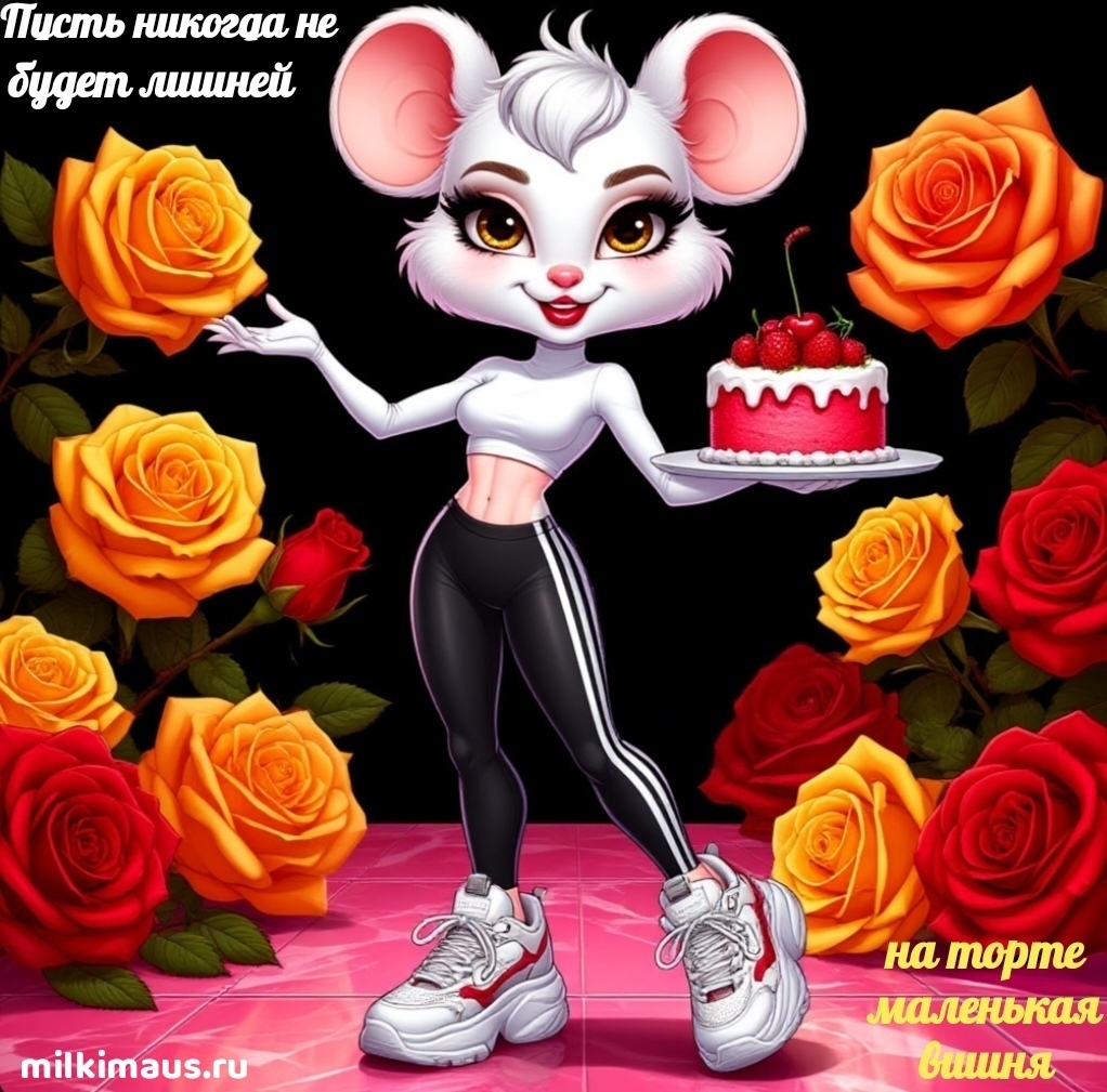 Вишенка на торте - поздравительная открытка, девушка фурри