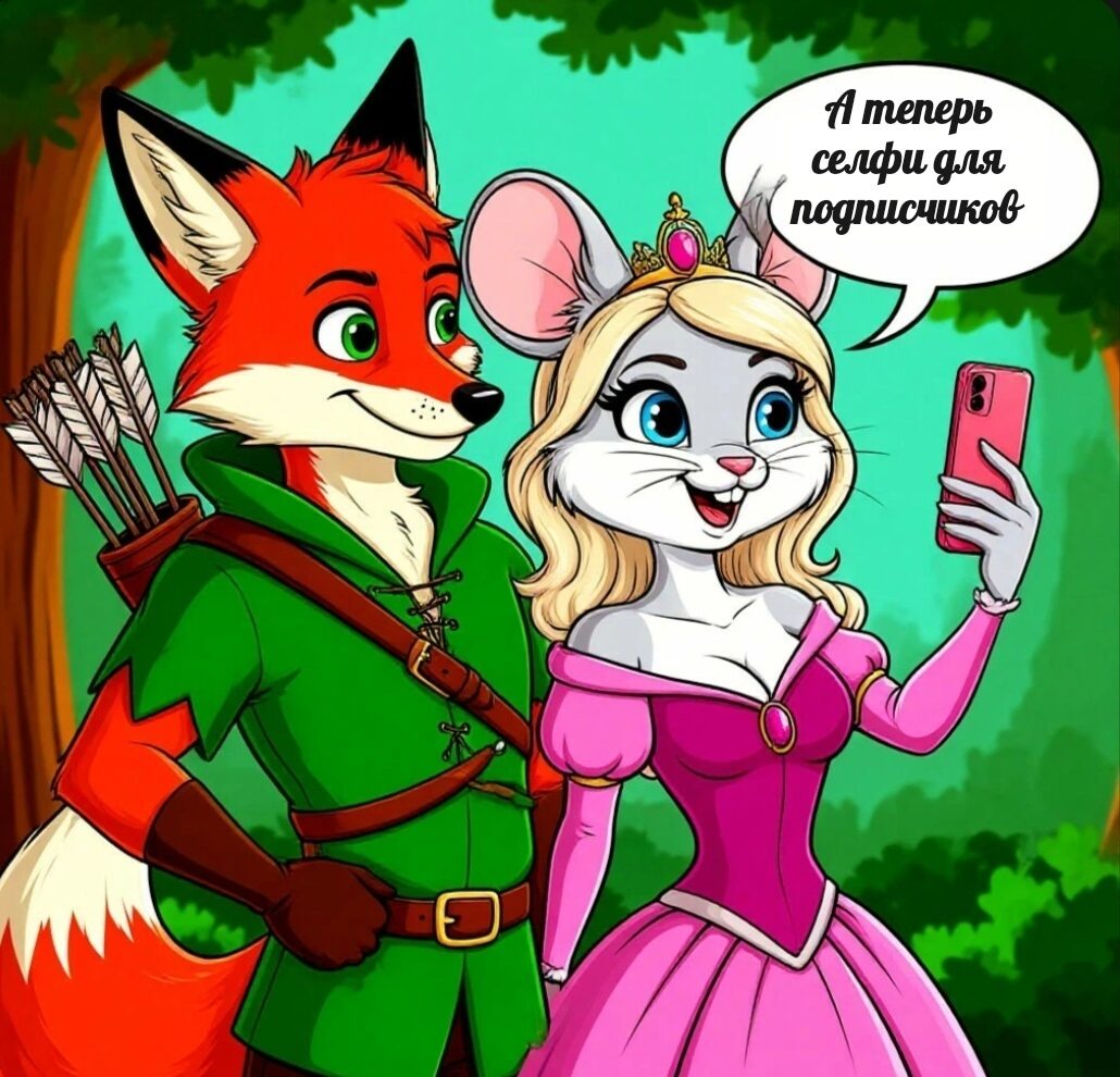 Фурри селфи белая мышь и лиса